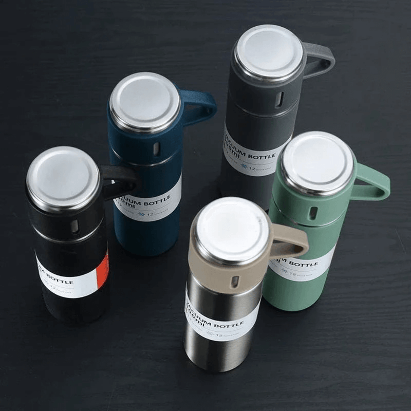 Kit Garrafa Térmica Vacuum Flask 3 Xícaras